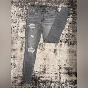 American Eagle Next Level Stretch Ripped Gray Jeggings